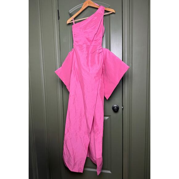 NWT Rachel Gilbert Pink Marco Gown Maxi Gala Formal Black Tie Bow Dress Size 2 - Picture 2 of 10